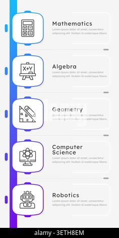 Academic subjects infographic 5 steps Stock Vector