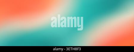 Abstract pastel teal orange gradient background with green color gradation. Teal orange gradient mesh pattern background with watercolor texture and light glow of coral peach and mint green colors Stock Vector