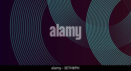 Dynamic abstract dark background features luminous blue curved lines, creating a modern, fluid visual effect suitable for technology and design concep Stock Vector
