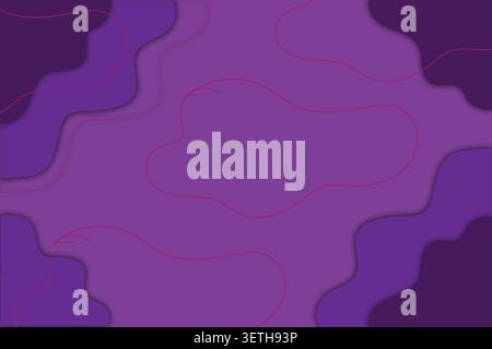 Abstract purple background features subtle shadows and modern curved shapes, creating smooth organic forms. Wavy lines and layers add dynamic visual i Stock Vector