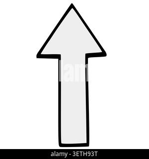 Upward arrow vector illustration with bold black outline and light gray fill, isolated on white background Stock Vector