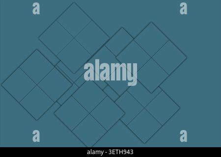 Minimalist monochrome design with dark cyan blue squares, sophisticated professional texture, architectural style layout, clean geometric pattern for Stock Vector