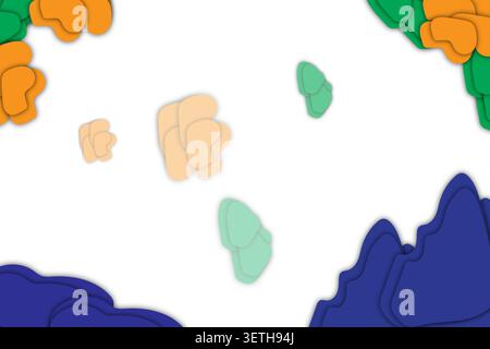Modern artistic design featuring fluid paper cut elements in vibrant shades, creative composition for presentation slides, minimal colorful geometric Stock Vector