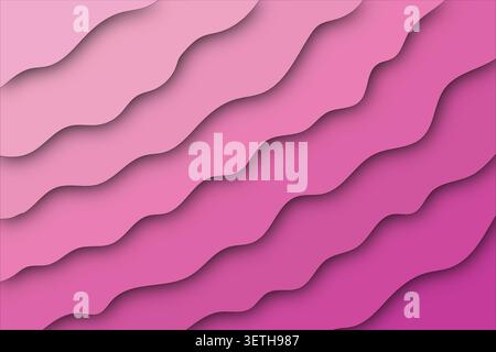 Pink gradient abstract background. Smooth wavy layers creating depth and visual interest. Perfect for design and digital art. Stock Vector