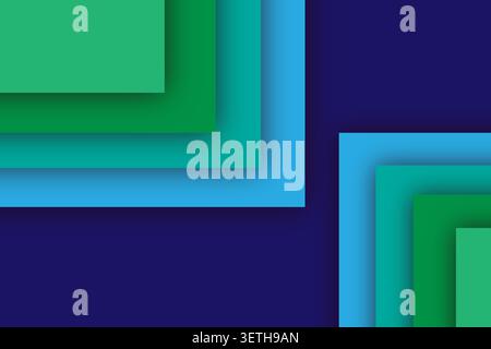 Abstract background featuring overlapping organic shapes in vibrant colors green blue and yellow, paper cut style with soft shadows, modern design. Stock Vector