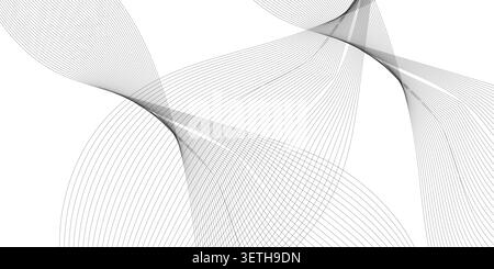 Intersecting lines, smooth curves, abstract pattern, white background, dynamic movement, graphic design, digital art, modern backdrop Stock Vector