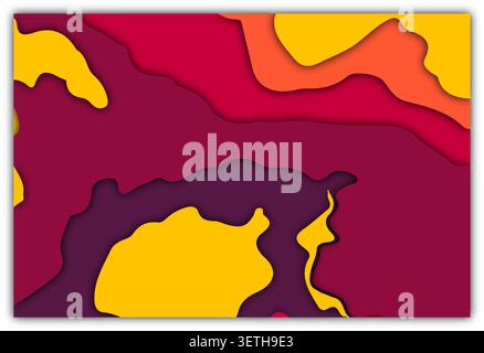 Bold abstract background with energetic red and yellow colors, mimicking paper cut out style. Dynamic layered forms create a sense of depth and moveme Stock Vector
