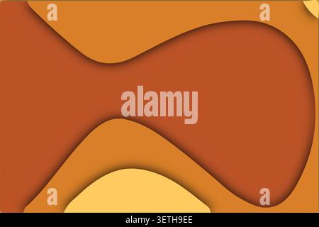 Layered paper effect with organic shapes and wavy lines in warm brown and orange hues. Abstract design, background, texture, natural colors. Stock Vector