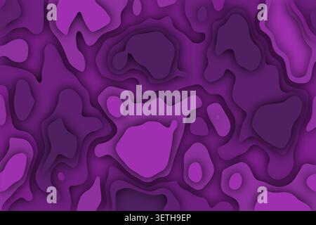 Mystical purple papercut artwork featuring intricate fluid layers. High contrast violet topographical style with soft shadows. Elegant creative compos Stock Vector