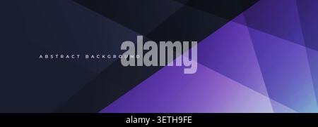 Dark layered abstract geometric background with overlapping translucent shapes in purple, blue, and black tones. Clean modern design with sharp angles Stock Vector