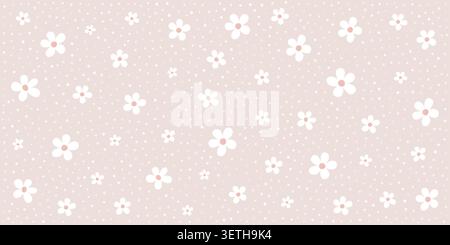 Seamless floral pattern with delicate spring flowers and daisies. Perfect for fabric, wallpaper, or Easter designs. Charming ditsy print in soft paste Stock Vector