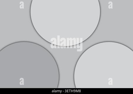 Modern abstract design featuring three circular shapes with soft drop shadows on neutral gray base. Professional material style layout using clean geo Stock Vector
