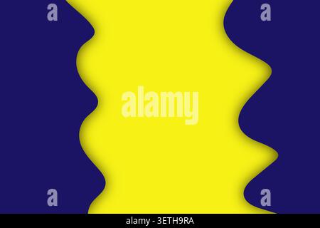 Vibrant yellow and blue abstract wavy background with smooth, organic lines, creating a playful and dynamic visual. this design is ideal for presentat Stock Vector