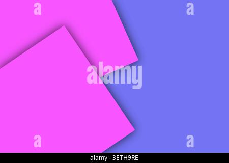 Clean abstract background features two overlapping magenta squares on a soft purple backdrop. Simple geometric composition with subtle shadows, creati Stock Vector