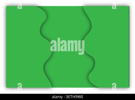 Green abstract background featuring layered wavy shapes. Soft shadow creates a sense of depth and dimension. Clean, modern, and elegant design. Stock Vector