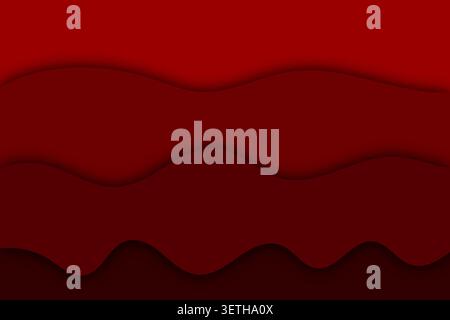 Deep red abstract background featuring layered wavy shapes with subtle shadows. Modern and elegant design with rich color tones. For creative use. Stock Vector