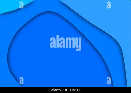 Modern blue abstract background with wavy paper cut layers and dynamic shadows creates a vibrant digital backdrop. Ideal for technology themes, presen Stock Vector