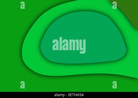 Abstract layered paper cut background design. Smooth wavy layers in varying shades of green create depth and shadow effect. Modern graphic element wit Stock Vector