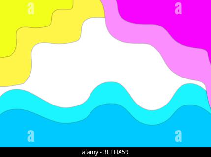 playful decorative border with multilayered wavy edges in bright neon colors. creative frame for kids party invitations or artistic posters. cheerful Stock Vector