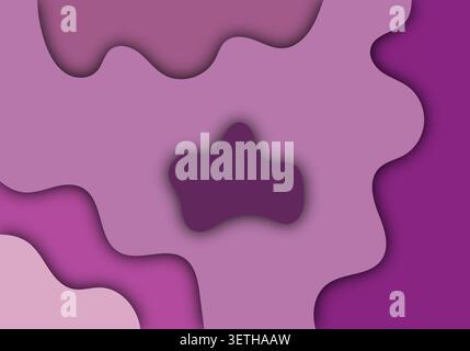 Abstract purple paper cut background featuring wavy, layered shapes with shadows, creating a dynamic and modern visual texture, ideal for graphic desi Stock Vector
