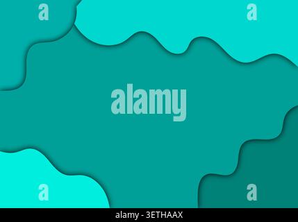 Teal abstract background with overlapping wavy shapes. Modern design with gentle shadows and fluid curves, suitable for creative projects. Stock Vector