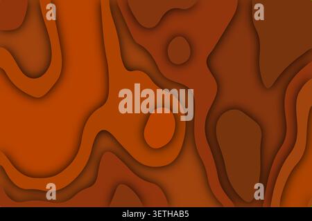 Abstract paper cut out background features various shades of burnt orange, creating a smooth and organic layered design with soft shadows and a modern Stock Vector