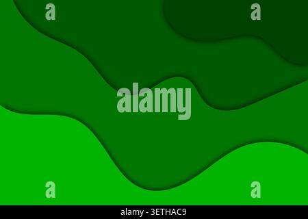 layered paper cut style in vibrant shades of green. organic curved shapes create liquid motion effect. professional graphic design for modern digital Stock Vector