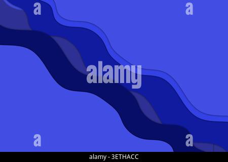 Sophisticated blue layered background showcasing undulating wave patterns in various shades of cobalt and navy. Elegant fluid design suitable for tech Stock Vector