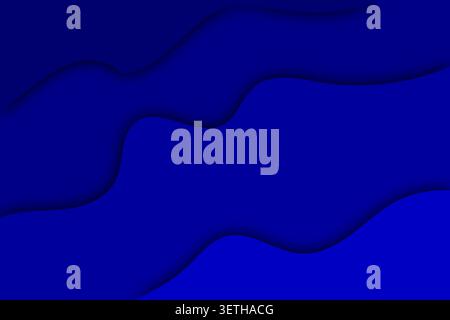 Dark blue abstract background with smooth wavy layers and subtle shadows. Modern fluid shapes create depth and visual interest. Perfect for design. Stock Vector