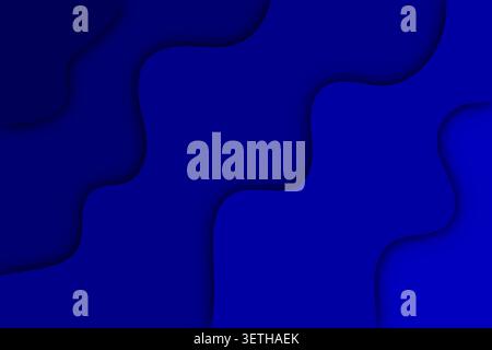 Dark blue abstract backdrop featuring fluid, wavy lines with soft shadows. Modern and dynamic design elements for creative use. Great for backgrounds. Stock Vector