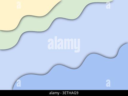 Abstract blue and green paper cut background featuring gentle wavy patterns and soft shadows, creating a serene and modern visual texture suitable for Stock Vector