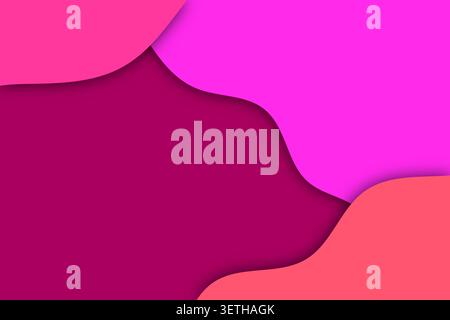 Elegant paper cut style design in dark red and fuchsia tones, professional creative backdrop featuring overlapping fluid curves, modern artistic compo Stock Vector