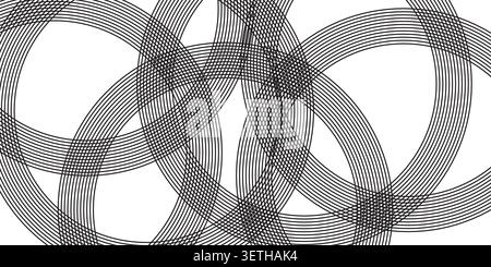Abstract interlocking curved lines. Geometric design with circular patterns. Modern art. Minimalist graphic. Stock Vector