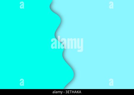 Simple two tone blue background with organic vertical wave. Paper craft aesthetic with subtle depth effect. Calm and professional cool color palette. Stock Vector