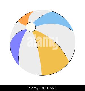 Cartoon beach ball vector illustration. Colorful summer toy isolated on white background. Stock Vector