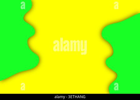 Symmetrical green fluid shapes frame a central vivid yellow area. Simple, clean, abstract background design. Stock Vector