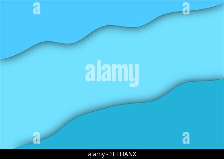 sophisticated blue paper cut background featuring wavy layers in various turquoise tones, fluid overlapping shapes with soft shadows, modern aesthetic Stock Vector