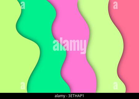 Abstract pastel background with wavy layers and soft shadows. Modern design with fluid shapes and vibrant colors. Graphic design element for creative Stock Vector