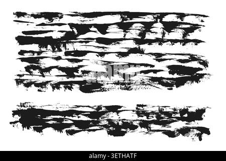 Sea waves brush stroke texture set. Summer abstract paintbrush grunge textures. Artistic coastal distressed ink paint smear for poster, cover, ads Stock Vector