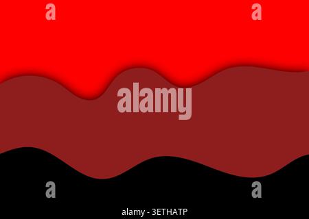 Abstract background features vibrant red, dark red, and black wavy layers with paper cut style, creating a striking and modern visual Stock Vector