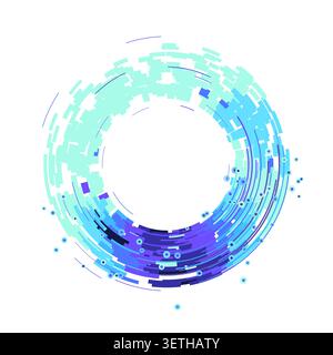 Abstract digital ring interface made from layered geometric arc blocks Stock Vector