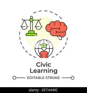 Civic learning multi color concept icon Stock Vector