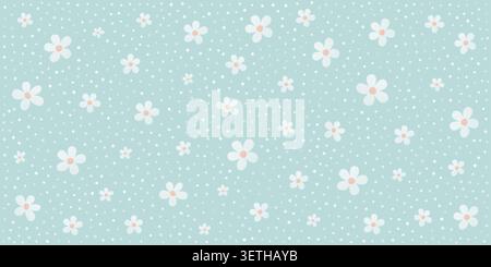 Delicate ditsy print with small wildflowers and botanical elements. Vintage-inspired design perfect for summer textiles, wrapping paper, elegant Stock Vector