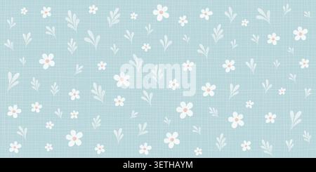 Spring ditsy print featuring delicate daisy blooms and pastel flowers. Charming seamless design for childrens textiles, vintage wallpaper, or Easter Stock Vector
