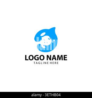 dolphin logo with baby inside Stock Vector
