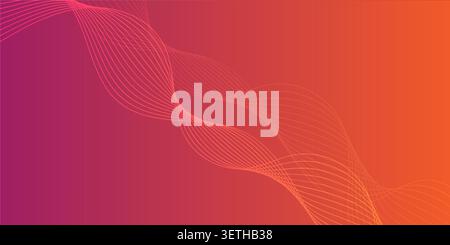 Abstract wavy orange lines creating flowing patterns on deep blue background. Elegant curves, perfect for backgrounds and digital creative concepts. Stock Vector