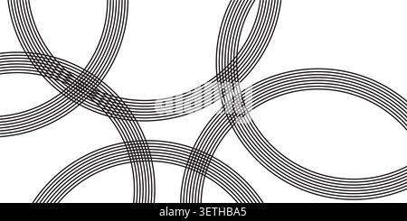 Abstract interlocking circular lines. Clean and modern graphic design. Geometric pattern on white. Stock Vector