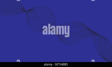 Abstract Blue Wavy Line Background with Flowing Curved Wave Pattern Stock Vector