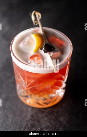 Alcoholic drink aperitif glass sour cocktail foam Stock Photo