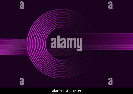 Abstract pattern featuring concentric purple circular lines and straight lines creating a unique, modern, and clean design. Stock Vector